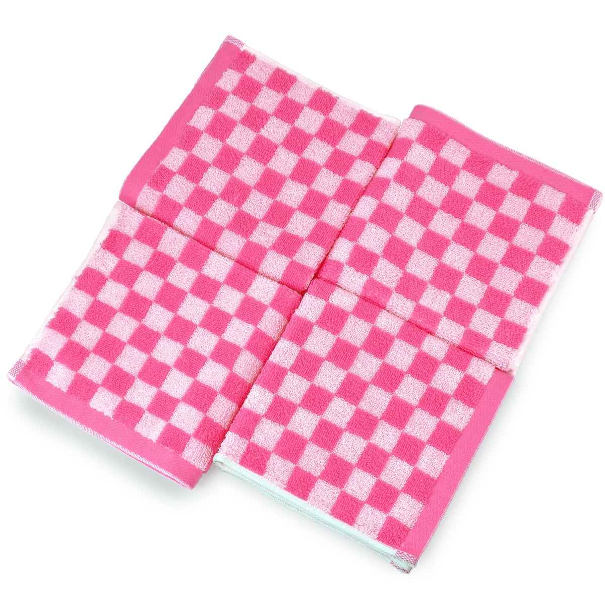 Jacquotha Wash Cloths 4 Pack  Pink Checkered Washcloths for Bathroom Decor