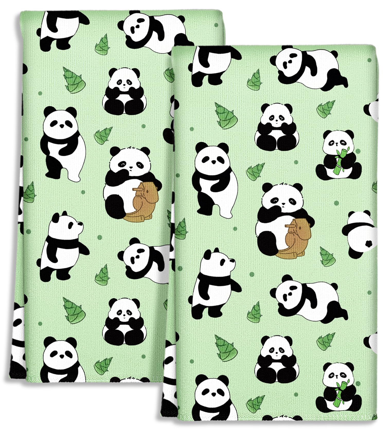 Miss Adola Cute Kitchen Towels Set of 2 - Dish Towels 18 x 26 Inch Microfiber Tea Towel for Home Decorative Panda Soft Reusable 
