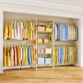 Ulif M2 Wall-Mounted Clothes Rack, Metal Closet System with 4 Expandable Hanger Rods and 5 Metal Shelves, Mount-on-Wall Clothing