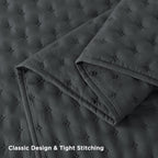 Andency Dark Grey Queen Size Quilt Bedding Set (90X96 Inch), 3 Pieces Soft Lightweight Bedspread Coverlet, Drak Gray Boho Summer