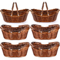 Wesiti 6 Pcs Wicker Picnic Basket Bulk with Handle, Dark Brown