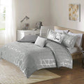 Intelligent Design Raina King / Cal King Comforter Set, Soft Microfiber Comforter Set King, Modern Geometric Metallic Bed Set, 5
