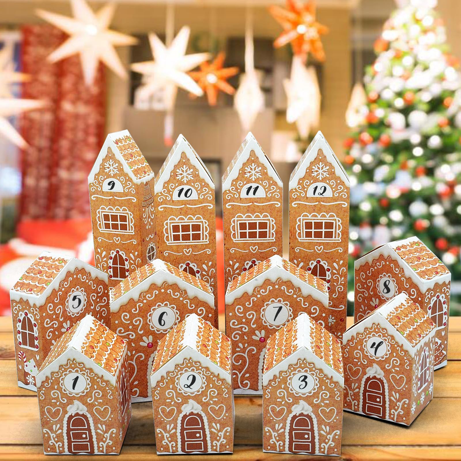 Christmas Advent Calendars 2025, Cardboard Treasure Boxes with 1-24 Number Stickers Christmas Countdown Calendar for Kids Xmas H
