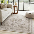 PureCozy Vintage Area Rug 4x6 Indoor Bedroom Rug Kitchen Taupe Medallion Washable Living Room Carpet Retro Accent Throw Rug Dist