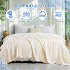 Phf Cooling Muslin King Blanket For Hot Sleepers, 60% Rayon Derived From Bamboo, 40% Cotton Blanket For Summer, 4-Layer Breathab