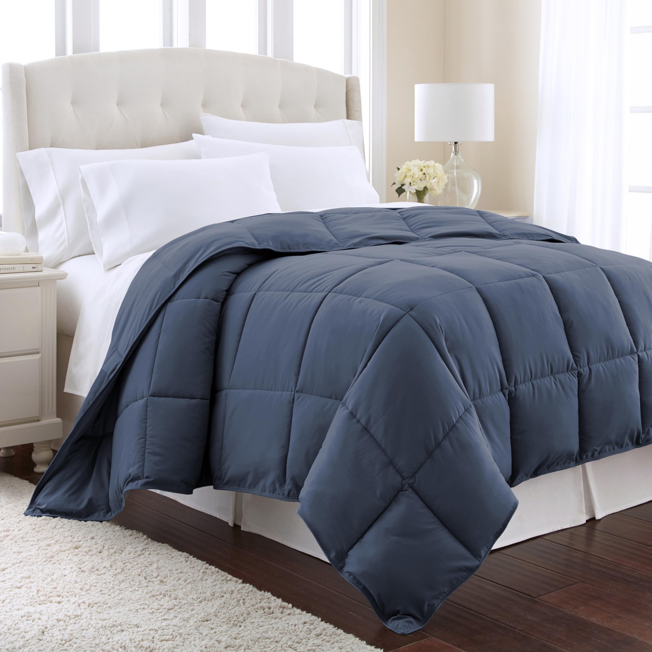 Southshore Fine Living, Inc. Vilano Springs Premium Quality Over-Sized All-Season Down-Alternative Comforter, Dark Blue, King/Ca