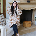 Catalonia Southwestern Aztec Oversized Wearable Blanket Hoodie Sweatshirt, Comfortable Sherpa Lounging Pullover For Adults, Gift