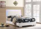 Coaster Home Furnishings Felicity Contemporary Leatherette Upholstered Full Size LED Panel Bed Frame 49-inch Headboard White High Gloss 203500F