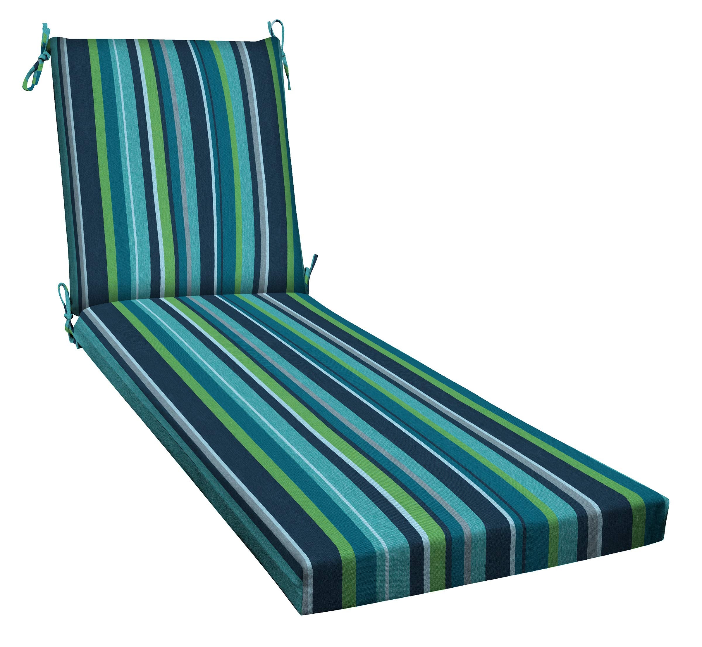 Honeycomb Outdoor Stripe Poolside Chaise Lounge Cushion: Recycled Fiberfill, Weather Resistant, Reversible, Comfortable And Styl