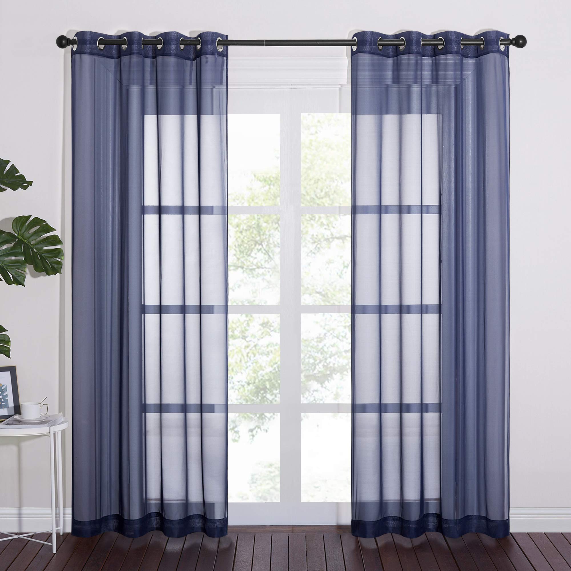 Nicetown Sheer Curtains For Living - Long Voile Window Drapes Panels 84' For Patio/Boy Room/Master Bedroom/Sliding Door (54' W