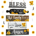 Wesiti 5 Pieces Kitchen Wall Decor Bless the Food Before Us Sign Farmhouse Rustic Dining Room Wall Art Wooden Hanging Signs for 