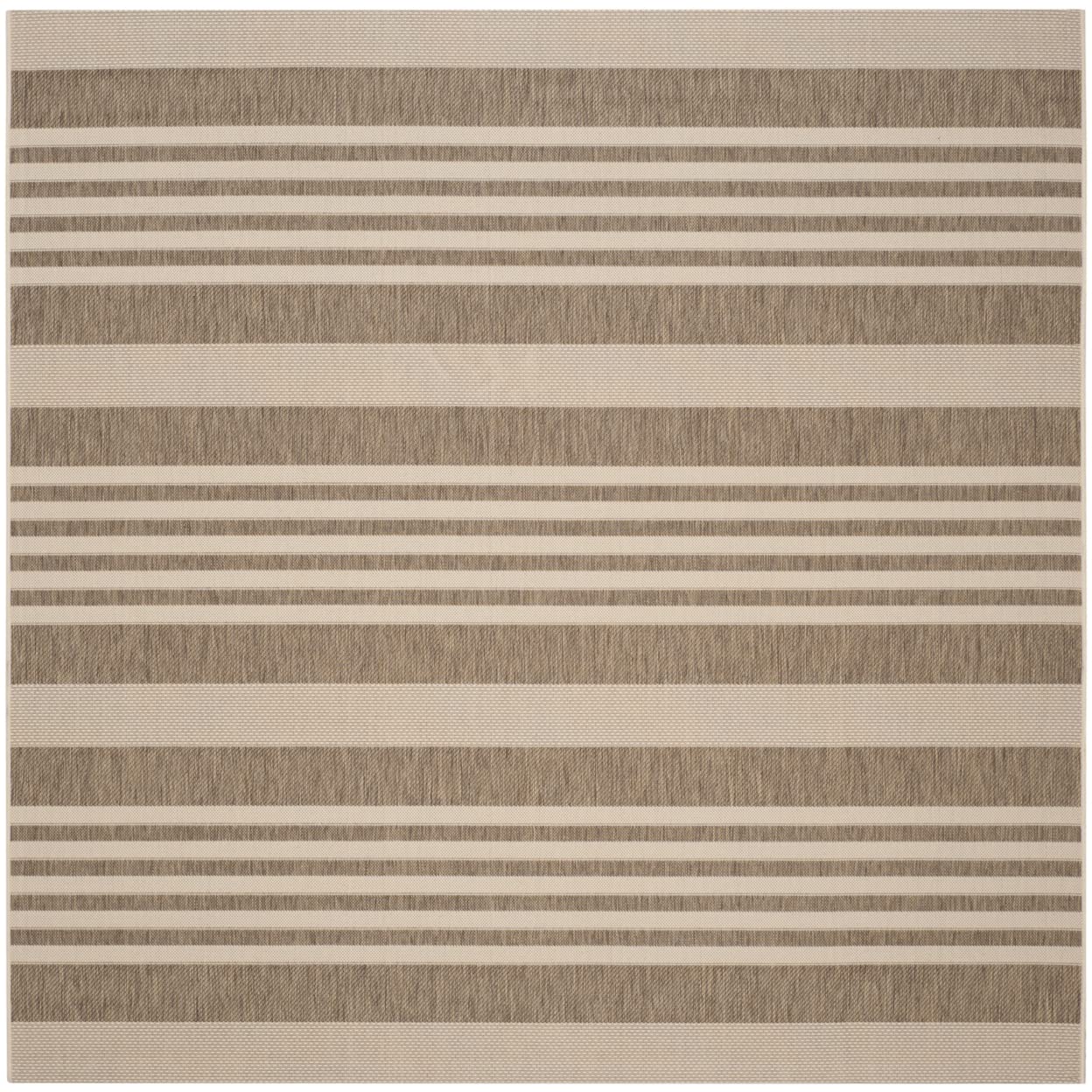 SAFAVIEH Courtyard Collection 4' Square Brown/Bone CY6062 Stripe Indoor/ Outside Waterproof Easy cleansingPatio Backyard Mudroom