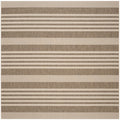 SAFAVIEH Courtyard Collection 4' Square Brown/Bone CY6062 Stripe Indoor/ Outside Waterproof Easy cleansingPatio Backyard Mudroom