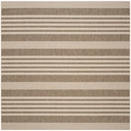 SAFAVIEH Courtyard Collection 4' Square Brown/Bone CY6062 Stripe Indoor/ Outside Waterproof Easy cleansingPatio Backyard Mudroom