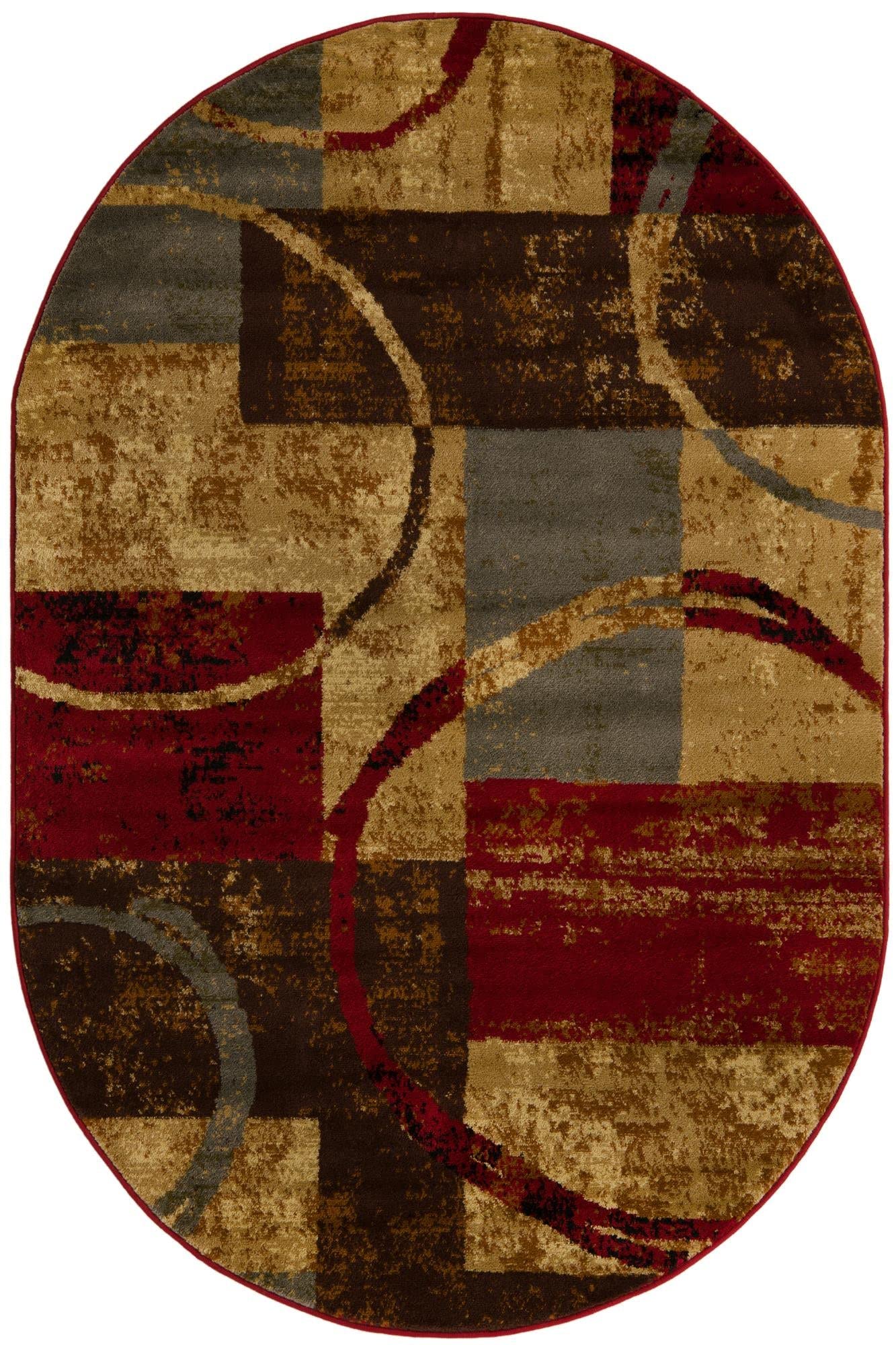 Unique Loom Barista Collection Area Rug - Kouillou (4' 1'' X 6' 1'' Oval, Multi/Brown)