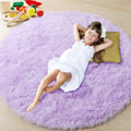 ONASAR Light Purple Round Area Rug 4ft, Soft Bedroom Circle Rugs Floor Mats for Kids Girls Teen Room, Cute Fluffy Plush Shaggy C