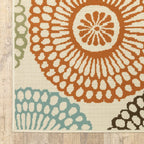 HomeRoots Polypropylene 3’x5’ Beige and Blue Medallion Indoor Outdoor Area Rug