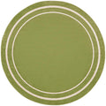 Nourison Essentials Indoor/Outdoor Solid Bordered Green Ivory 6' X Round Area Rug, Easy Cleaning, Non Shedding, Bed Room, Living