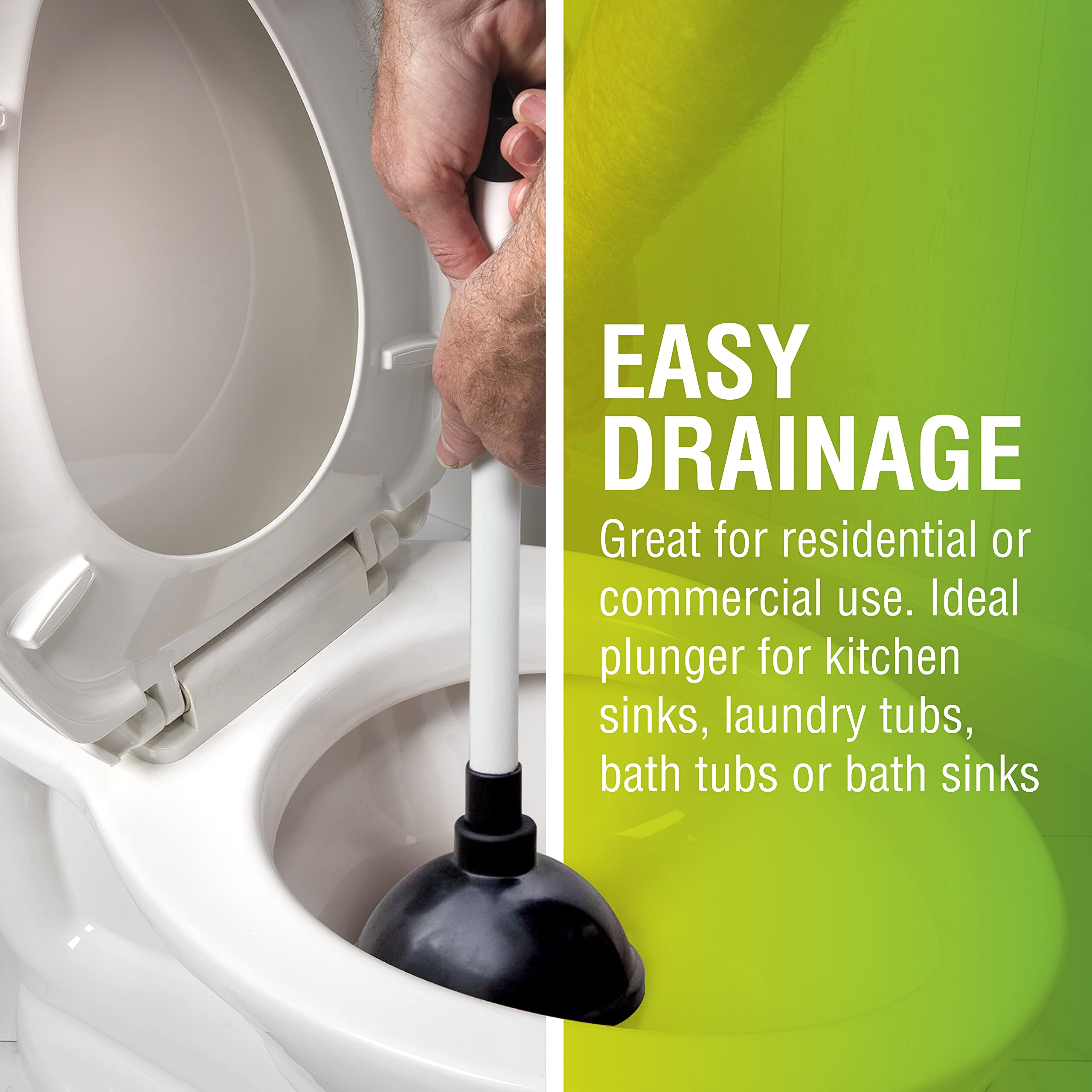 Ldr 512 3310A Toliet Handle Double Thrust Rubber Force Cup Removes Clogs For Bathrooms, Kitchens, Baths, Showers, Powerful Comme