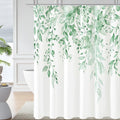 Gibelle Long Shower Curtain 72 x 78, Tall Mint Green Floral Shower Curtain for Bathroom, Watercolor Plant Eucalyptus Leaves Fabr