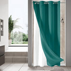 MitoVilla Dark Green Waffle Small Stall Shower Curtain 36 x 74, No Hooks Required Half Size Narrow Fabric Cloth Shower Curtain S