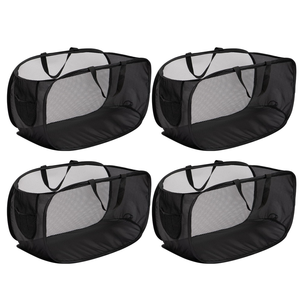 4 Pack PopUp Mesh Laundry Basket, Collapsible Laundry Hampers with Handle, Foldable Mesh Clothes Baskets for Home, Dorm, and Tr
