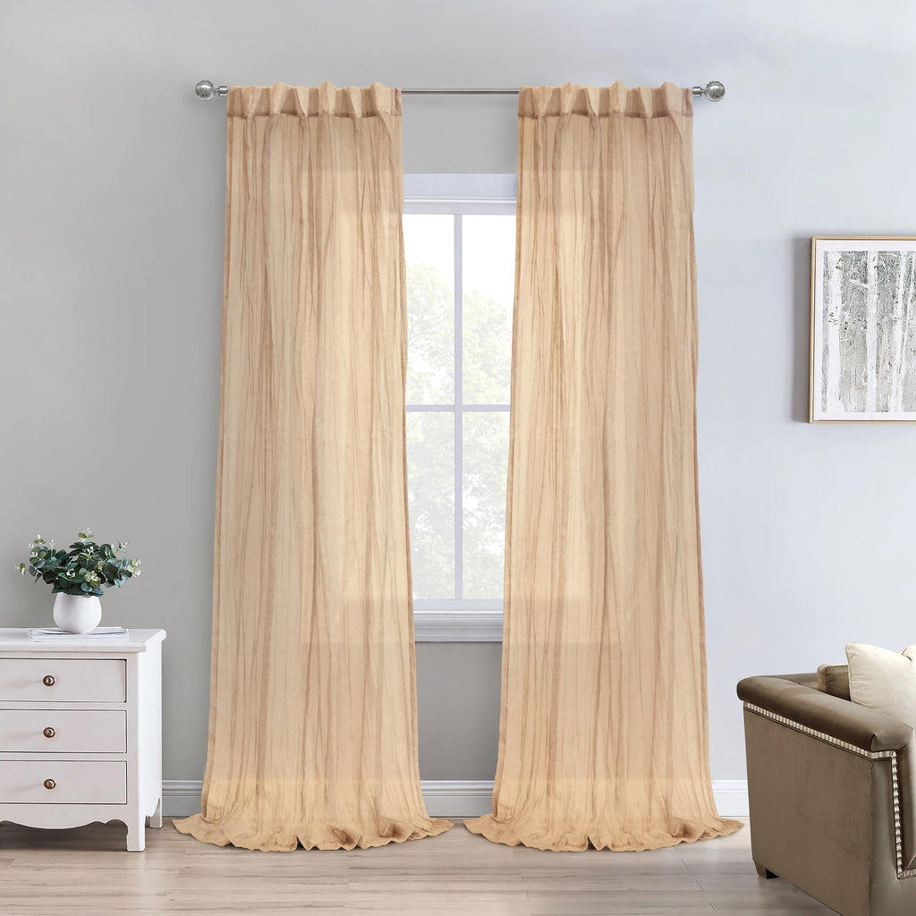 Richmark International Paloma Sheer Dual Header Curtain Panel 52 x 95 in Apricot