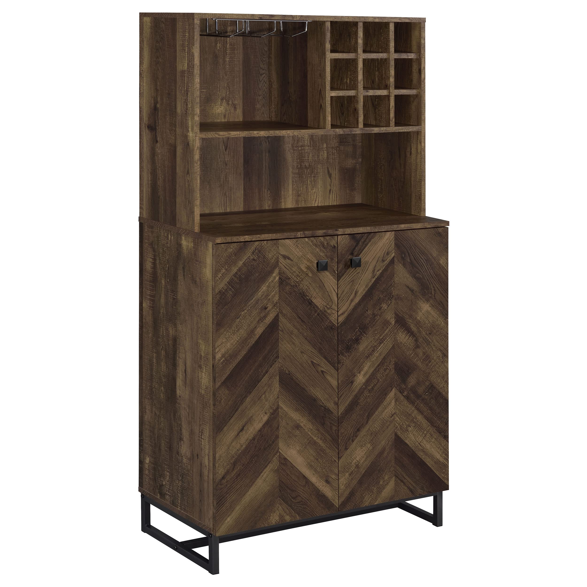 Coaster Home Furnishings Mendoza 2-Door Home Bar Cabinet Wine Storage Rustic Oak