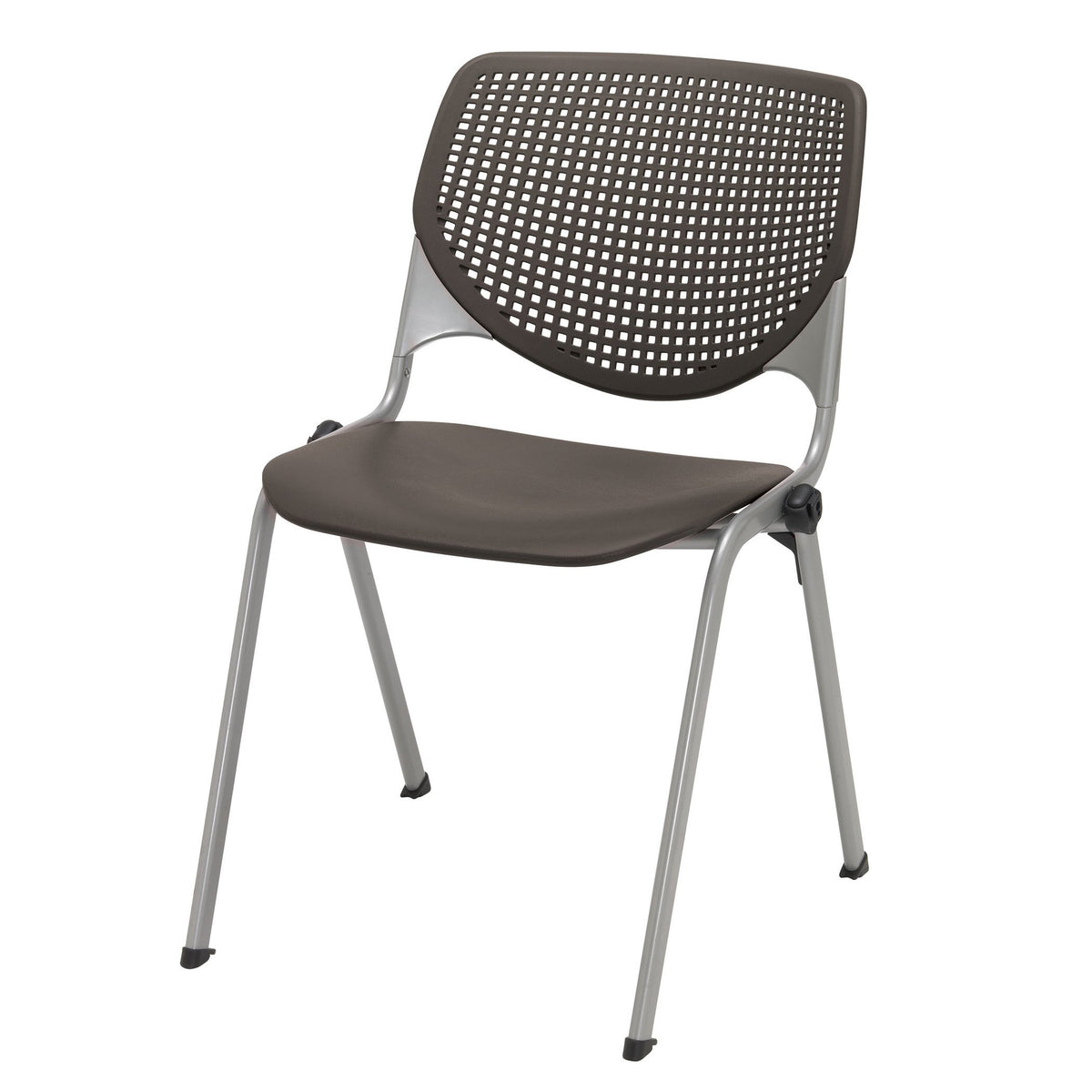 Kfi Kool Stack Chair With Perforated Back, Brownstone Finish