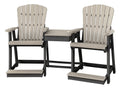 American Furniture Classics Counter Height Settee Table Combo, Weatherwood and Black