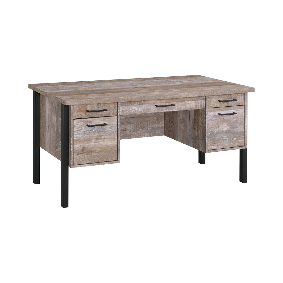 Coaster Furniture Samson 4-Drawer Writing Desk Weathered Oak and Black 801950