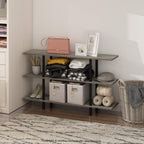 Furinno Turn-N-Tube 3-Tier Wide Display Shelf, French Oak Grey/Black