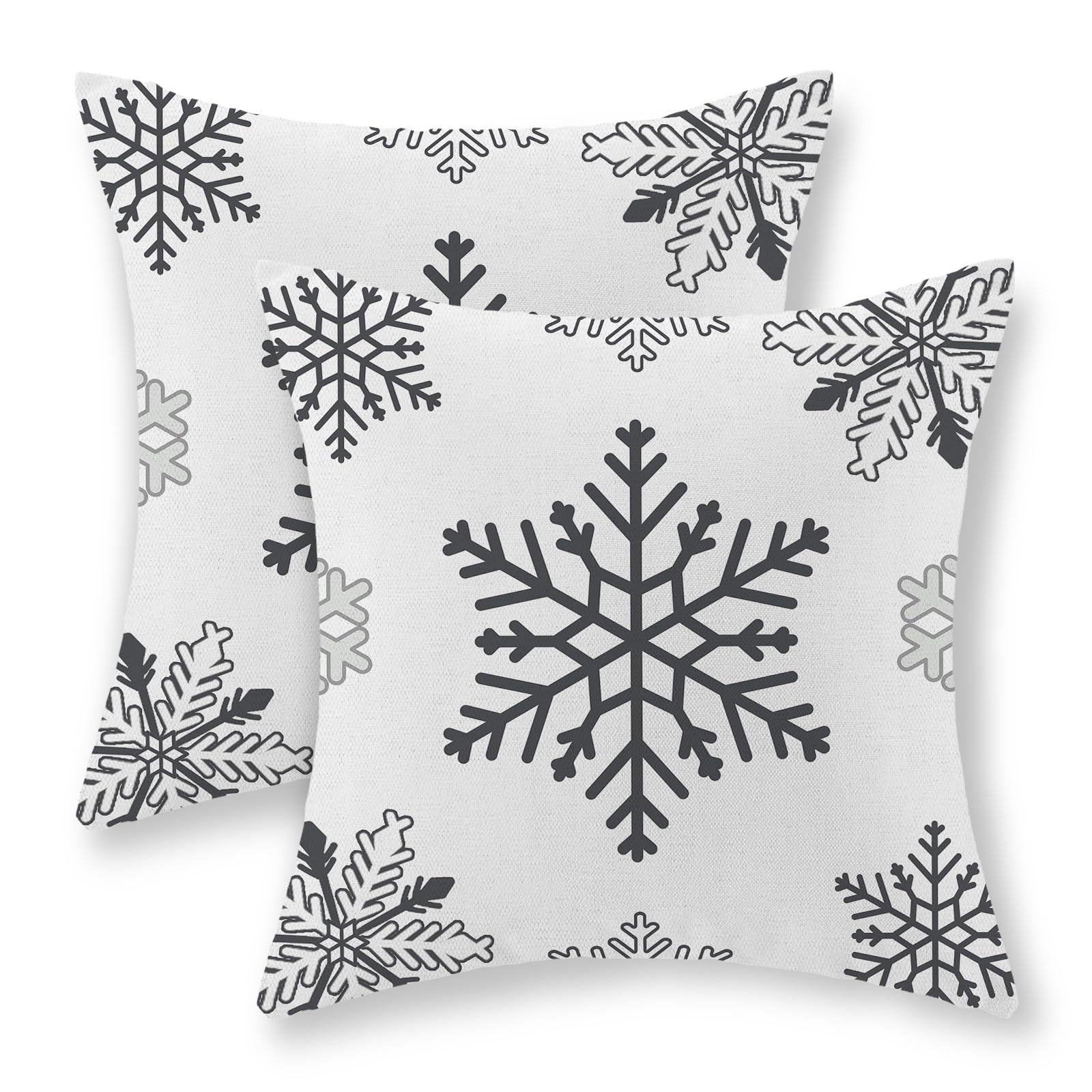 Christmas Pillow Covers 18X18 Set Of 2 Christmas Decor Linen Pillowcase Winter Snowflake Decorations Christmas Throw Pillows Chr