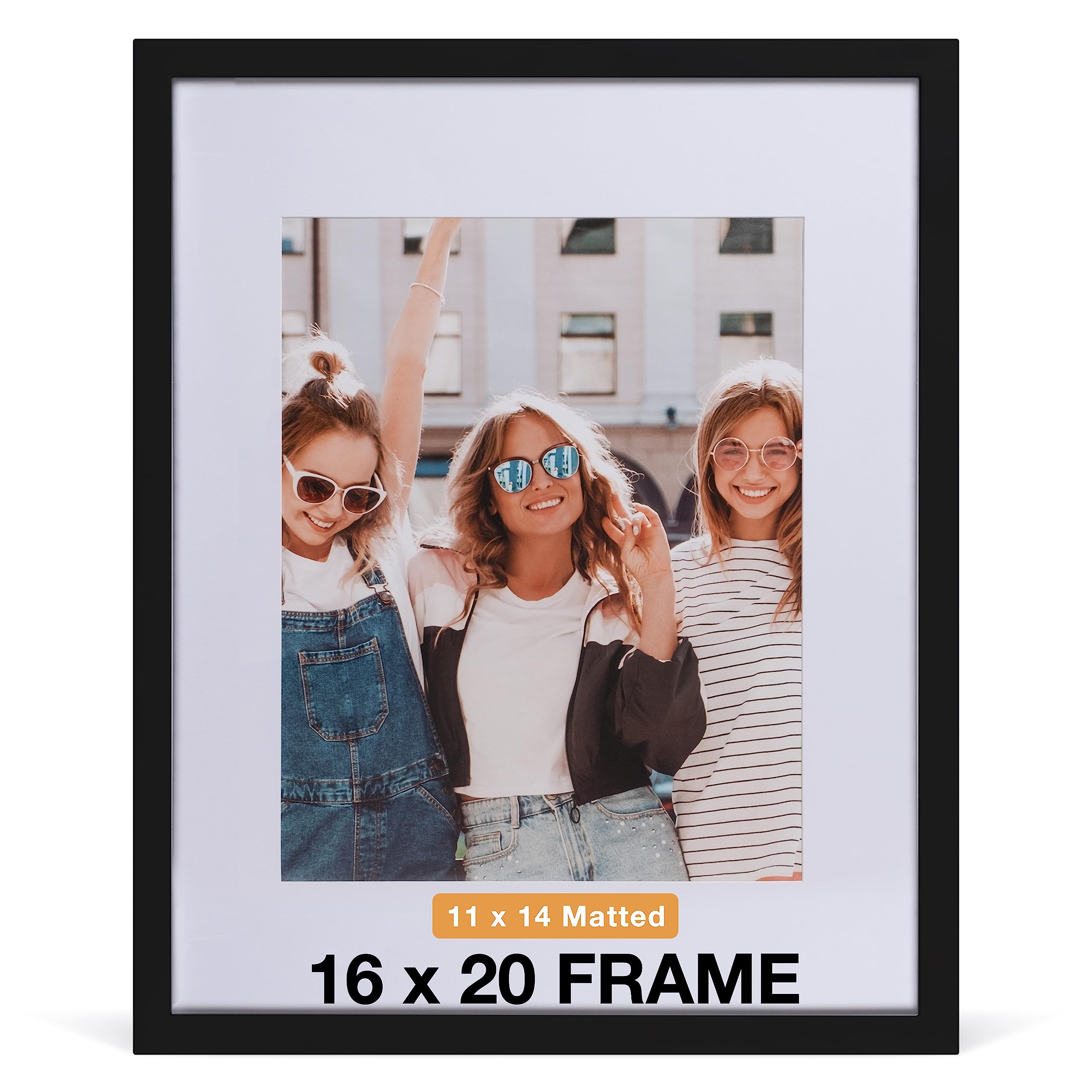 Beyond Your Thoughts 16''X20'' with Matted for 11''X14'' WOOD + GLASS (Hang/Stand) Black Picture Photo Frame Photo for Wall Top-