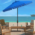 SAFAVIEH Outdoor Collection Elegant Valance Pacific Blue/White 9FT Auto Tilt Umbrella