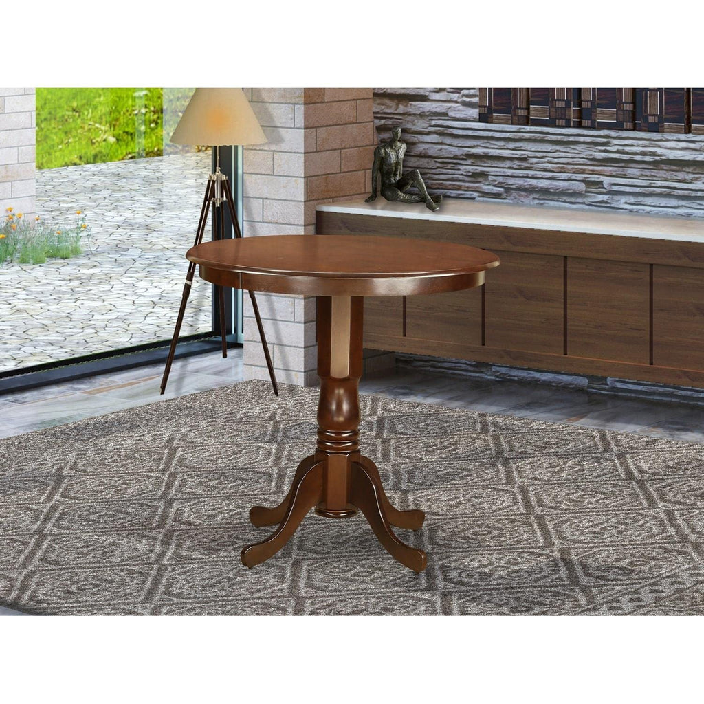 East West Furniture Jackson Counter Height Dining Round Dinner Table Top with Pedestal Base, 36x36 Inch, Mahogany