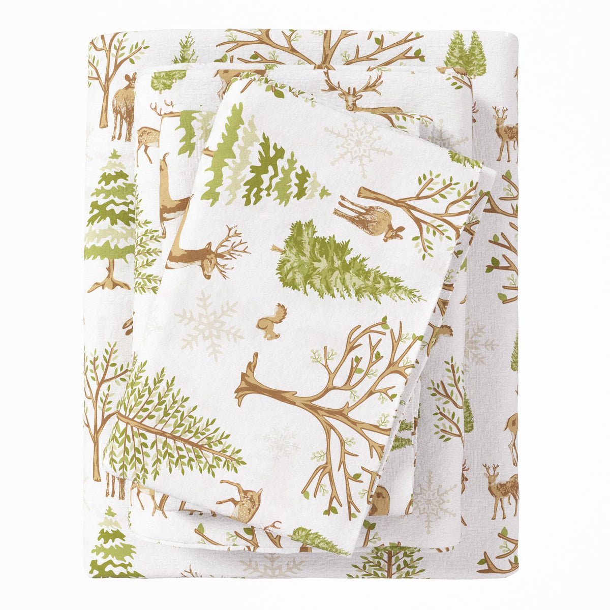 Great Bay Home Flannel Sheet Set Twin Size - 100% Turkish Cotton, Double-Brushed, Printed Bed Sheets - Ultra-Soft, Cozy, 3-Piece