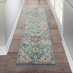 Nourison Passion Ivory/Light Blue 1'10' X 6' Area Rug, Boho, Moroccan, Bed Room, Living Room, Dining Room, Kitchen, Easy Cleani