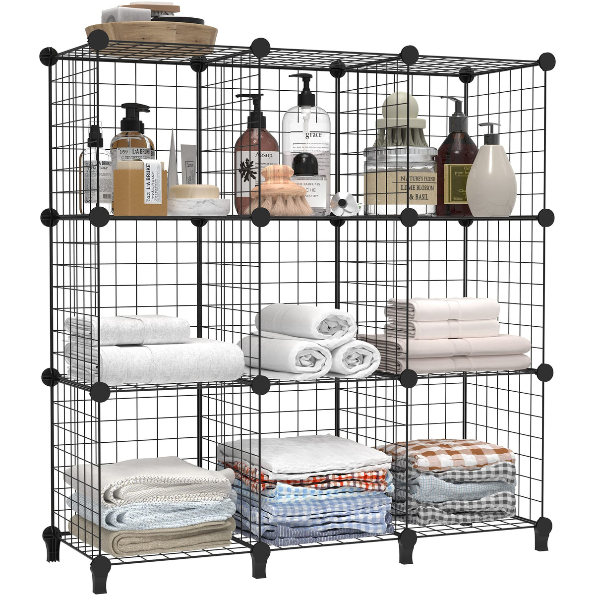 HOMIDEc cube Storage, Storage Shelves 9 cube Bookshelf Bookcase closet Organizer and Storage Wire Storage cube Multi-Use DIY Sto