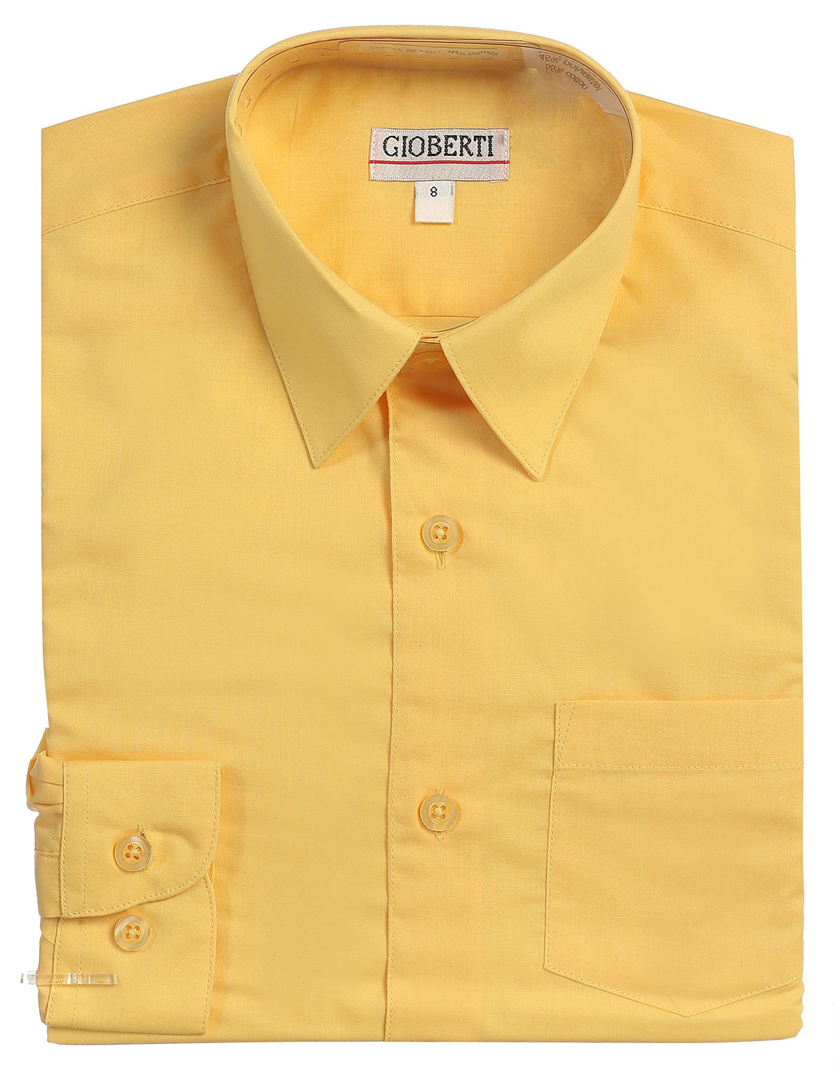 Gioberti Big Boys Long Sleeve Dress Shirt, Banana, 10