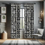 Ambesonne Southwestern Window Curtains Pack Of 2, Monochrome Colors Design With Zigzags Arrows And Cultural Motifs, Lightweight