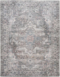 HomeRoots 522429 9 x 12 ft. Gray Floral Power Loom Distressed Washable Rectangle Traditional Area Rug