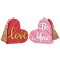 Valery Madelyn 2Pcs Valentines Day Heart Shaped Decorations, Textured Wooden Red Pink Heart Decor Table Centerpieces, Love Sign 