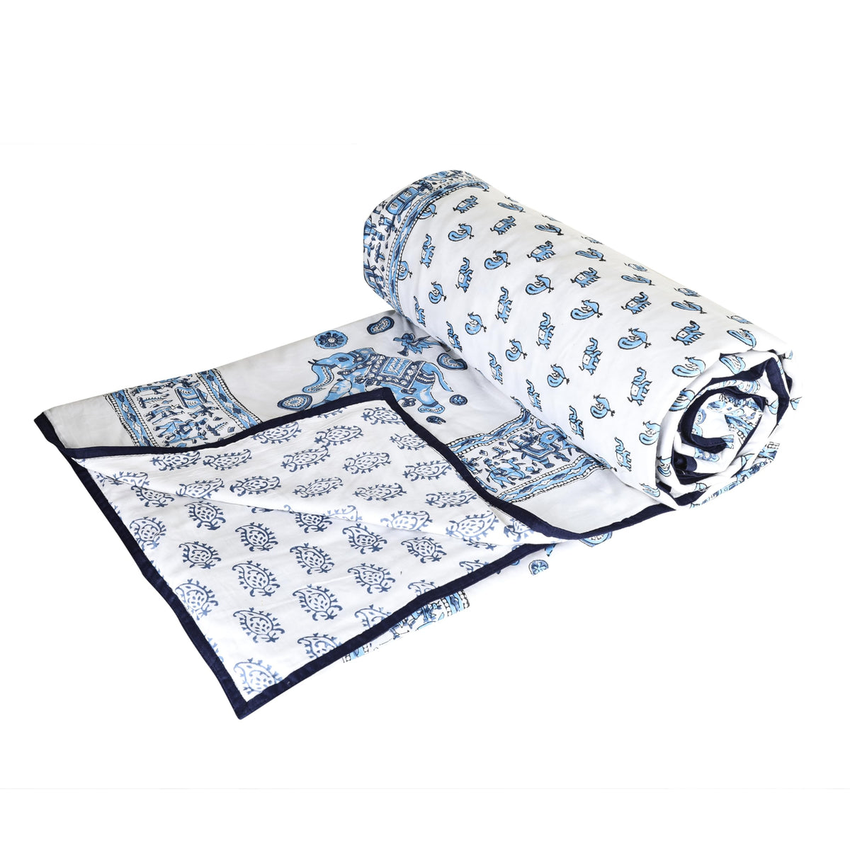 Jaipur Dohar Double Dohar (Slim Quilt), Block Printed Cotton Bed Blanket (All Season Dohar) Rajasthani Cotton Dohar  90 x 108