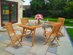 East West Furniture Decm5Cana 5 Piece Patio Dining Set Includes A Rectangle Outdoor Acacia Wood Table And 4 Folding Arm Chairs, 40X72 Inch, Natural Oil