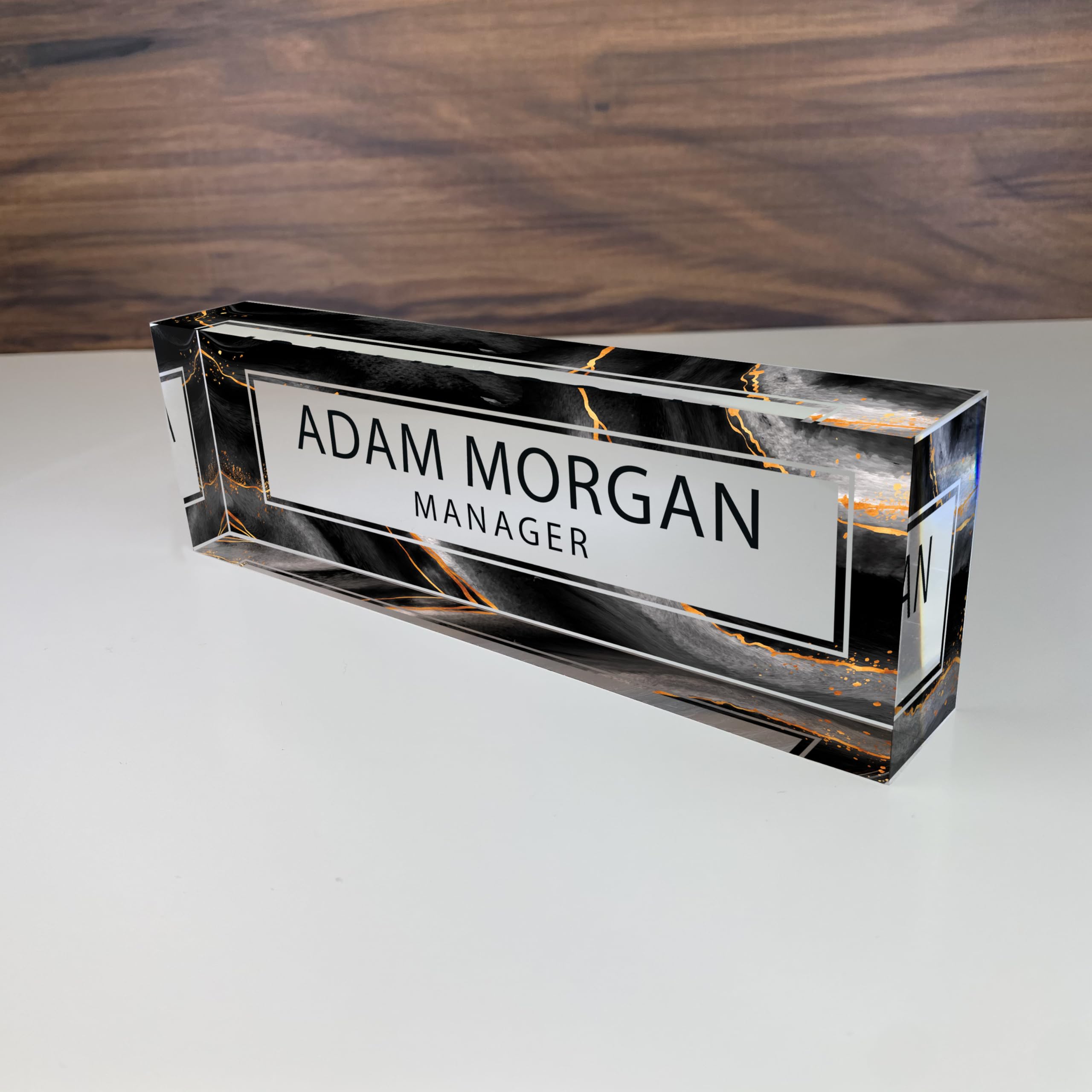 Artblox | Custom Name Plates For Desk, Ideal Office Decoration For Men And Women, Clear Acrylic Desk Name Plate