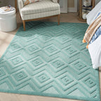 Nourison Versatile Indoor/Outdoor Aqua/Teal 6' X 9' Area Rug, Easy Cleaning, Non Shedding, Bed Room, Living Room, Dining Room, Deck, Backyard, Patio, High Traffic Area (6X9)