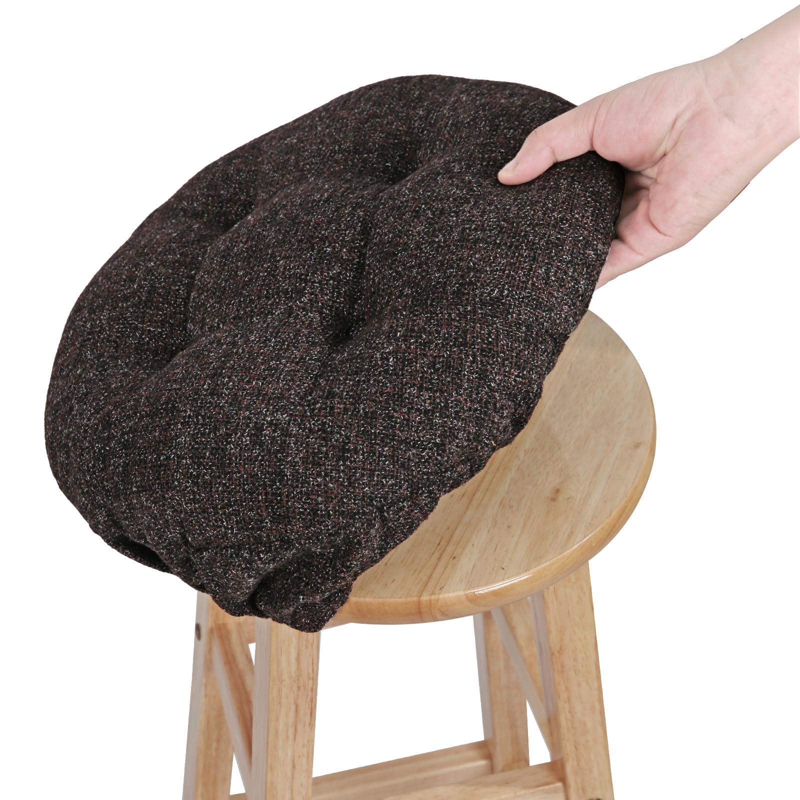 Sinosso Modern Linen Bar Stool Cushion Dia.13, Fashion Interweaving Design Anti-Skid Silicone Round Stool Seat Cushion Cover Pad