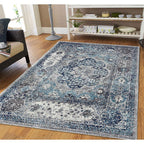 HomeRoots 531889 9 x 12 ft. Gray Medallion Power Loom Rectangle Area Rug