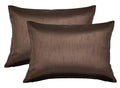 Aiking Home 12X18 Inches Faux Silk Rectangular Throw Pillow Cover, Zipper Closure, Brown (Set Of 2)